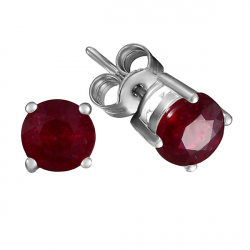 Серьги пусеты из серебра с рубинами 2580001050603 Серьги (Ag 925)