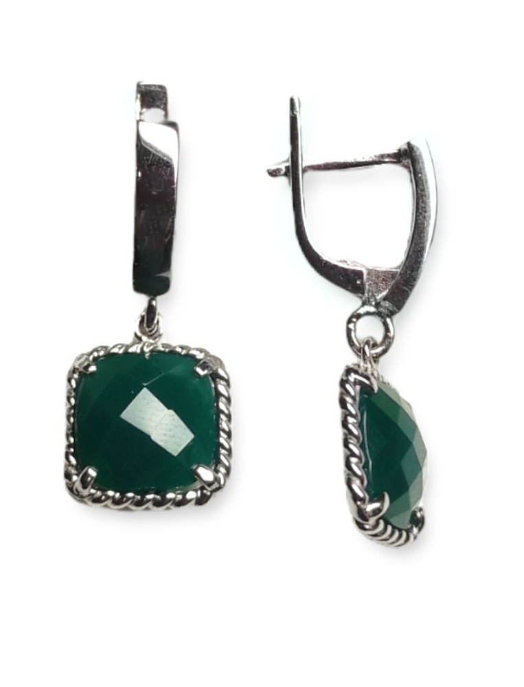 Серьги из серебра с хризопразами 2429930034 Серьги (Ag 925)