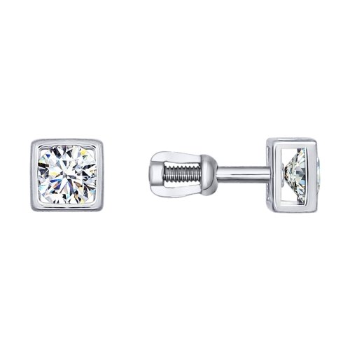 Серьги из белого золота с фианитами SWAROVSKI 81020048 Серьги пусеты (Au 585)