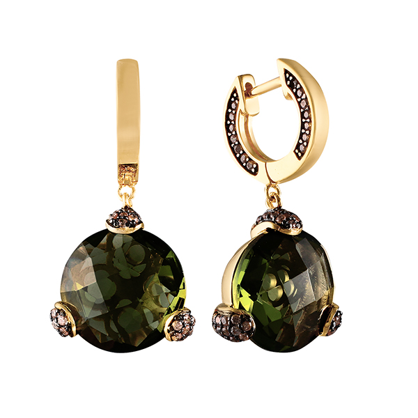 Серьги из серебра с ювелирным стеклом и кубическим цирконием 1220006076004 Серьги (Ag 925)