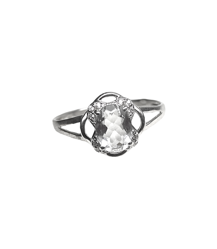 Кольцо из серебра с горным хрусталем и фианитами 00289-131 Кольцо (Ag 925)