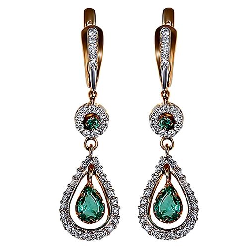 Серьги из желтого золота с изумрудами и бриллиантами E02-D-ERM18308E Серьги (Au 585)