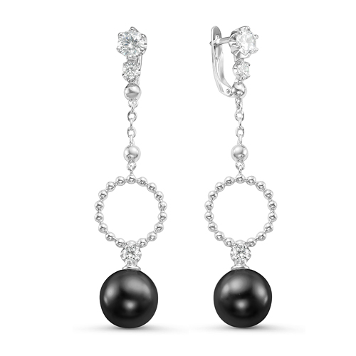 Серьги из серебра  с  жемчугом с126571 Серьги (Ag 925)