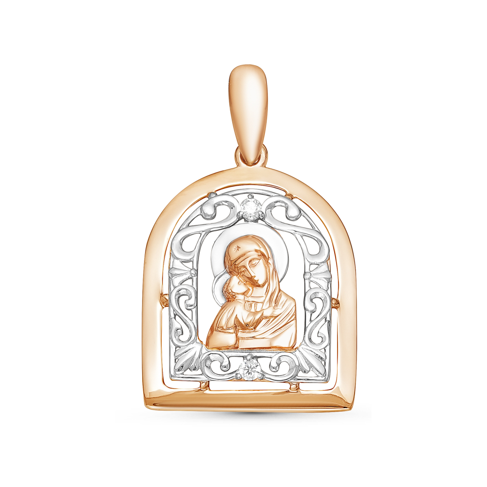 Подвеска из золота "Иконка Божья Матерь Владимирская" 032113 Подвеска икона (Au 585)