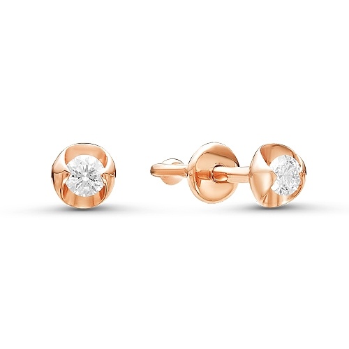 Серьги из золота c бриллиантами 10-0052 Серьги пусеты (Au 585)