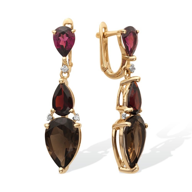Серьги из золота с миксом камней С122-1220М5 Серьги (Au 585)