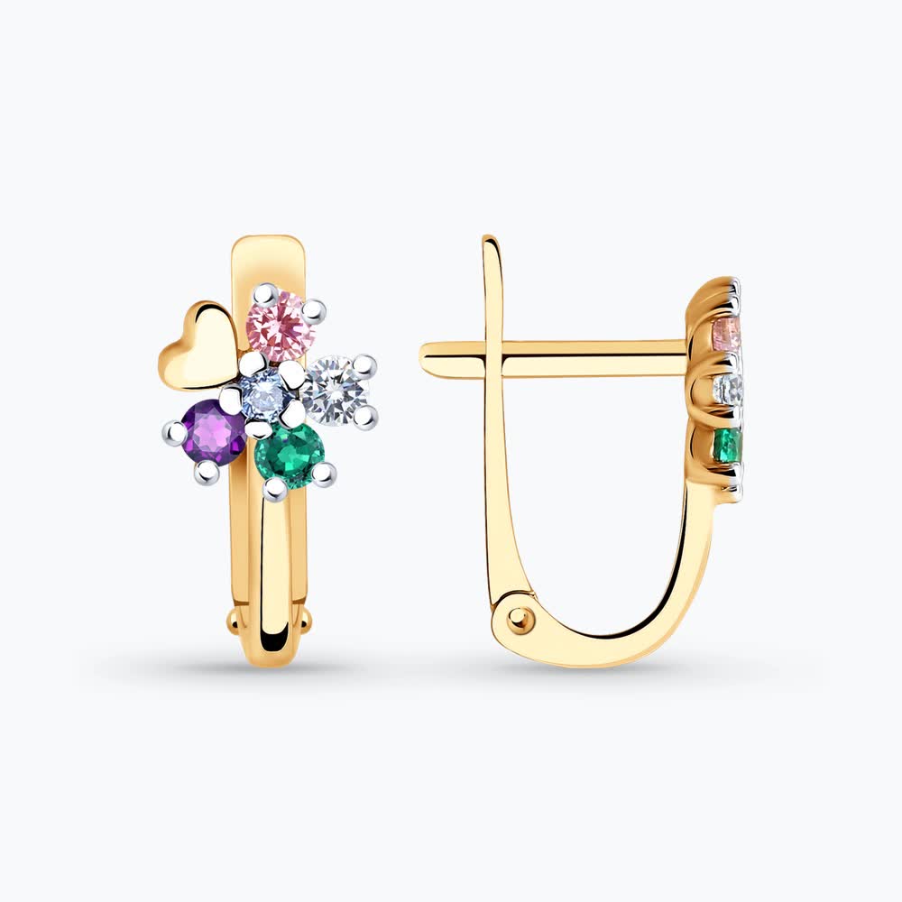 Серьги из золота с фианитами детские 029315 Серьги (Au 585)
