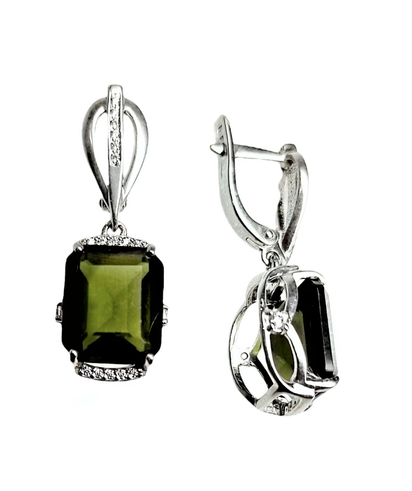 Серьги из серебра с турмалинами 00096-226 Серьги (Ag 925)