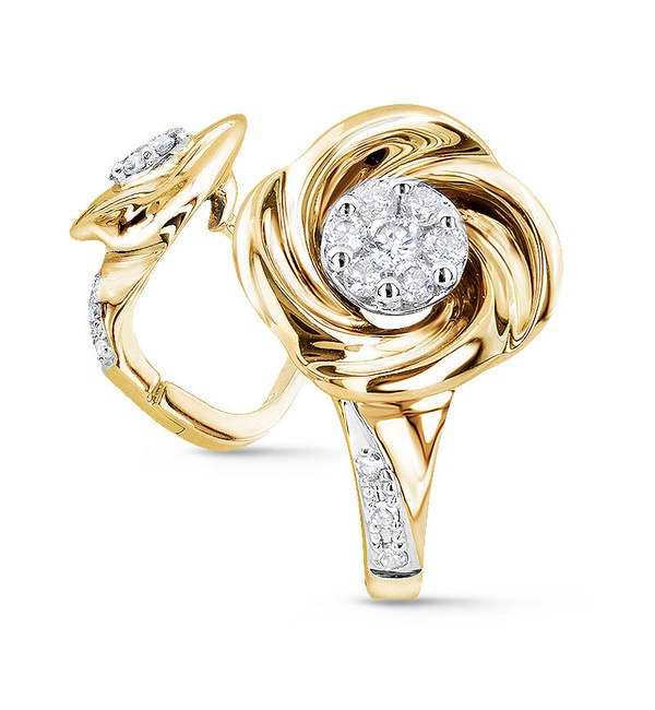 Серьги из желтого золота с бриллиантами 53414 Серьги (Au 585)