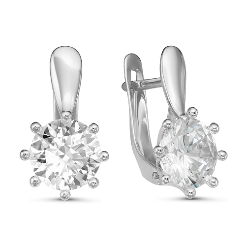 Серьги из серебра c фианитами с126641 Серьги (Ag 925)