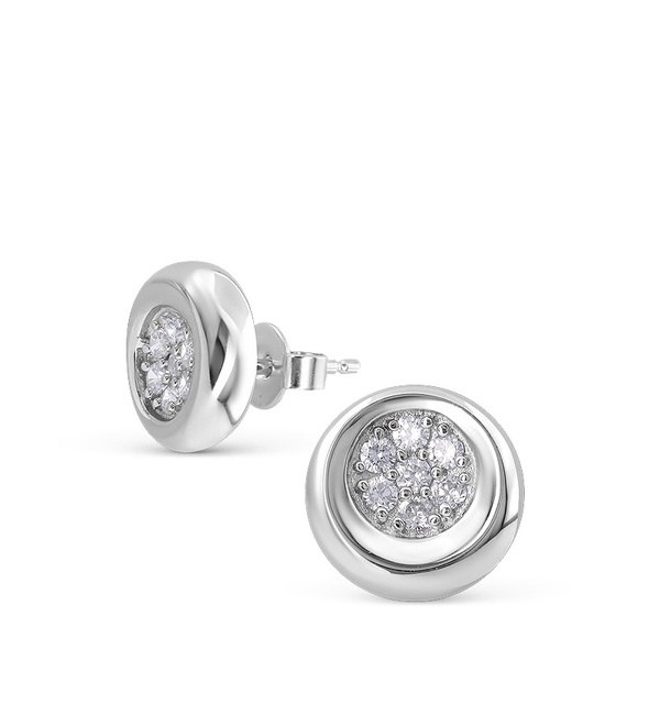 Серьги пусеты из серебра с фианитами 51716 Серьги (Ag 925)