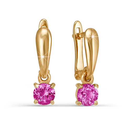 Серьги из золота с фианитами детские 128863 Серьги (Au 585)