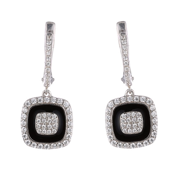 Серьги из серебра с кубическим цирконием и эмалью 3670008159805 Серьги (Ag 925)