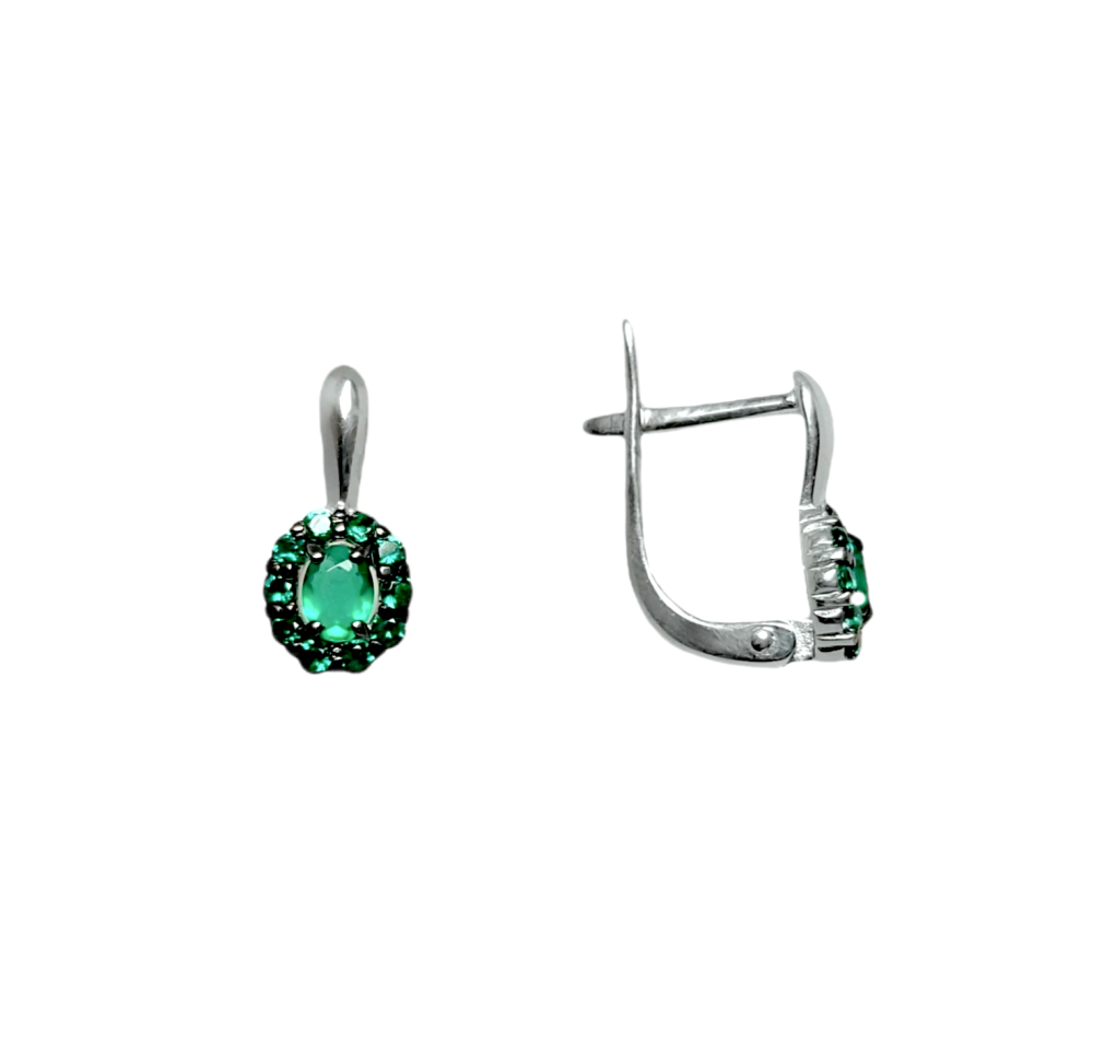 Серьги из серебра с изумрудами 3020225 Серьги (Ag 925)
