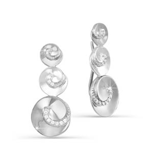 Серьги зажимы из серебра с фианитами с122515 Серьги (Ag 925)