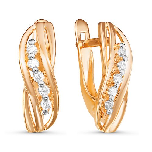Серьги из золота с фианитами 124852 Серьги (Au 585)