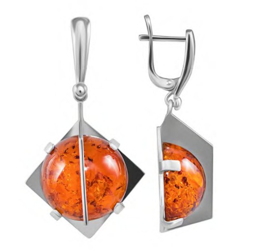 Серьги из серебра с янтарем 25025200054 Серьги (Ag 925)