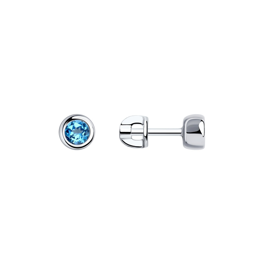 Серьги пусеты из серебра с фианитами 94022235 Серьги (Ag 925)