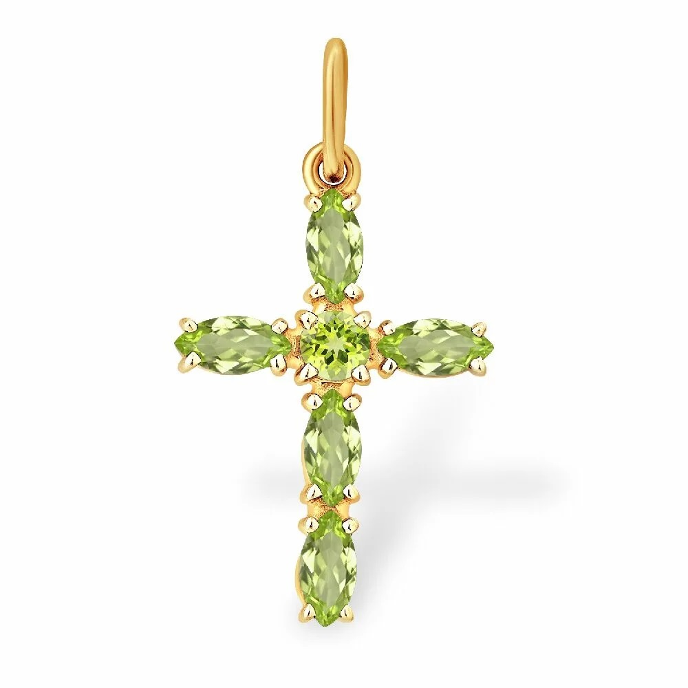 Крест из золота с хризолитами 5032 Крест (Au 585)