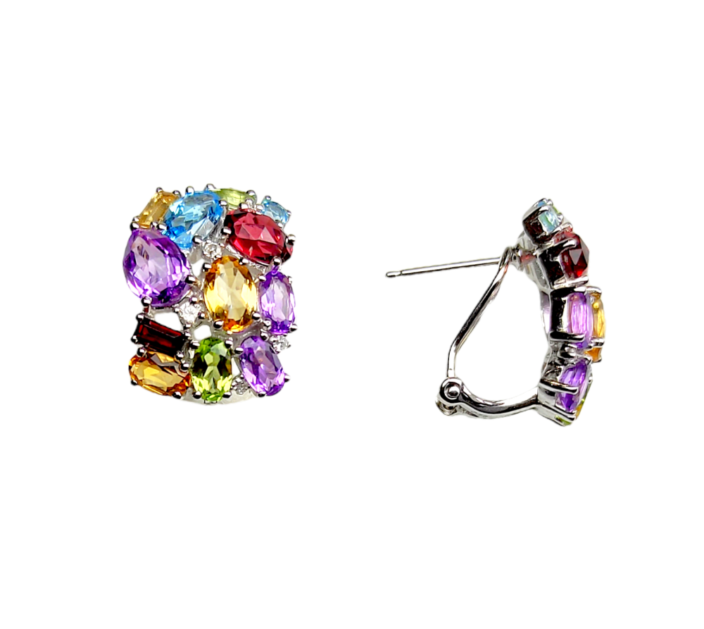 Серьги из белого золота с миксом камней 0710 AA15-1364 Серьги (Au 585)