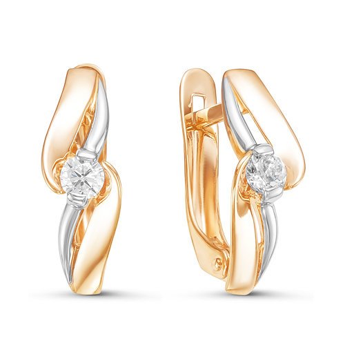 Серьги из золота с фианитами 126103 Серьги (Au 585)