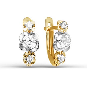 Серьги из золота с фианитами 124514 Серьги (Au 585)