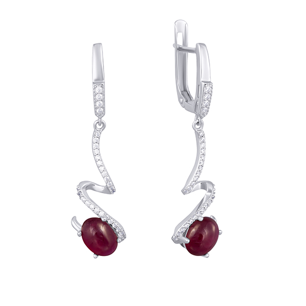 Серьги из серебра с рубинами 2580002014203 Серьги (Ag 925)