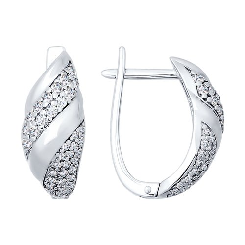 Серьги из серебра c фианитами 94020066 Серьги (Ag 925)