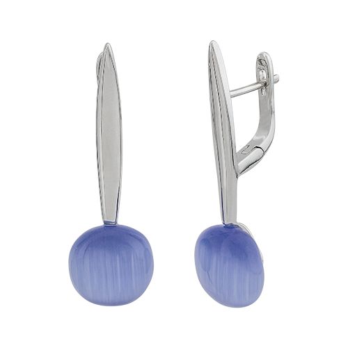 Серьги из серебра с кошачьим глазом SE1886 Серьги (Ag 925)