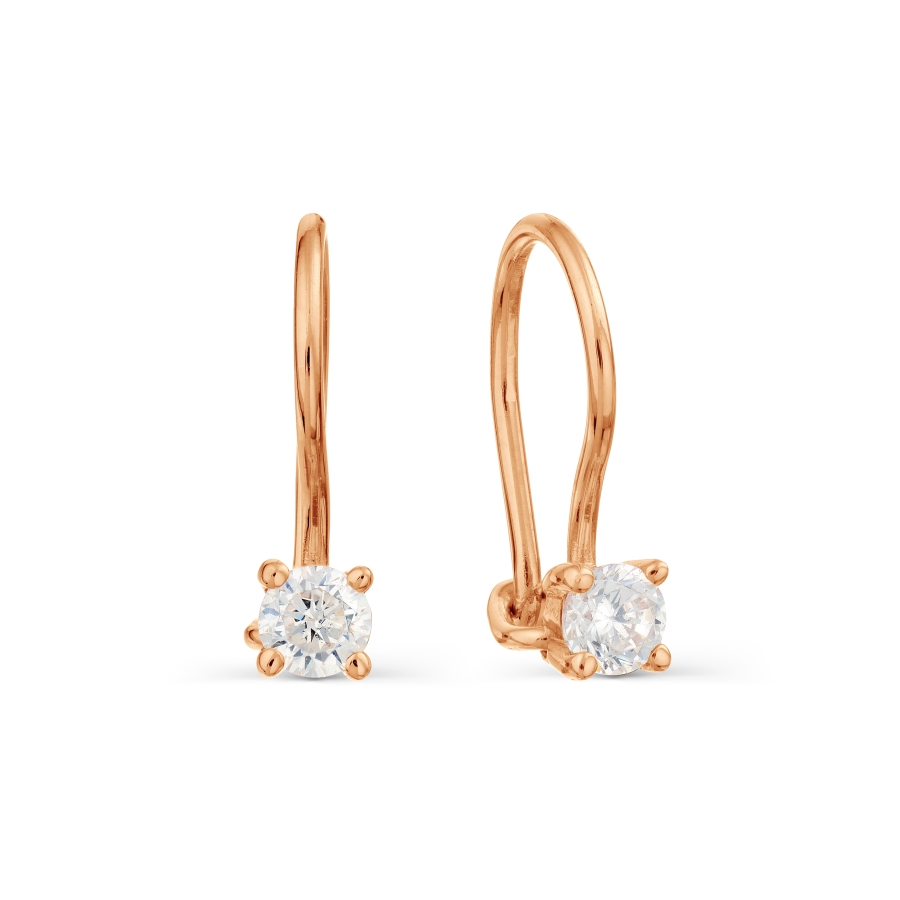 Серьги из золота с фианитами детские Т102025442 Серьги (Au 585)