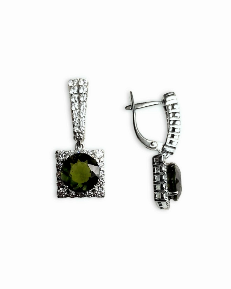 Серьги из серебра с цитринами и фианитами 00161-226 Серьги (Ag 925)