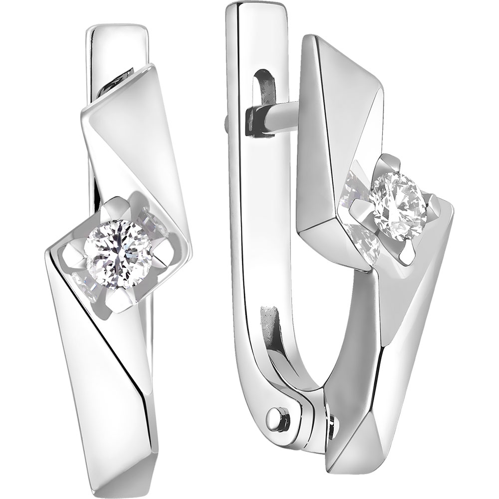 Серьги из белого золота c бриллиантами Зс-2576 Серьги (Au 585)