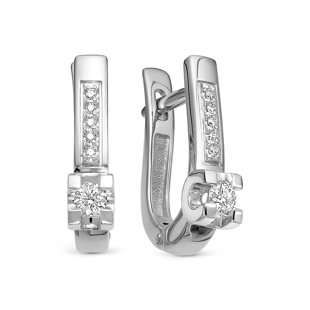 Серьги из белого золота с бриллиантами 359-2200 Серьги (Au 585)