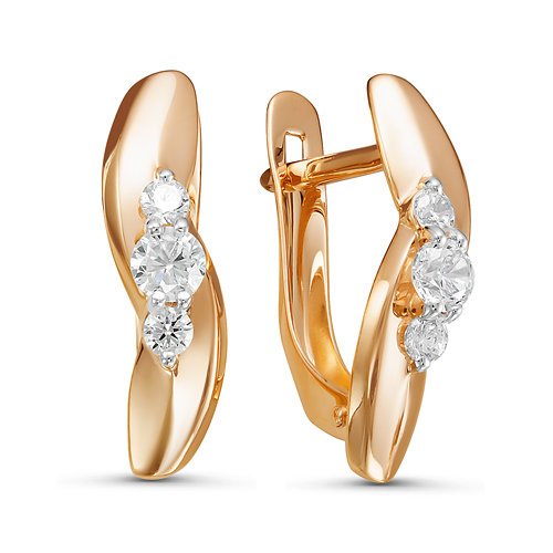 Серьги из золота с фианитами 127079 Серьги (Au 585)