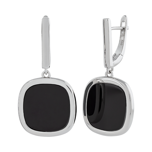 Серьги из серебра с ониксом SE1974 Серьги (Ag 925)