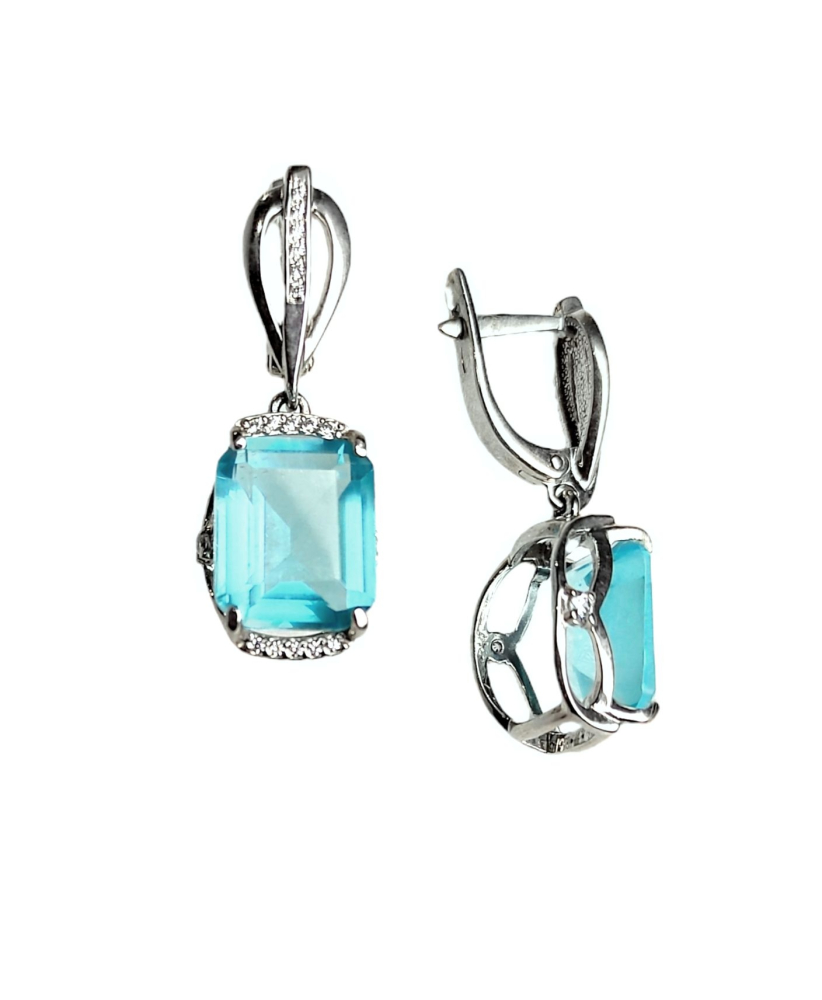 Серьги из серебра с топазами 00096-203 Серьги (Ag 925)