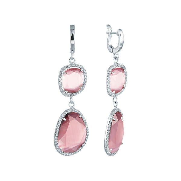 Серьги из серебра с ювелирным стеклом и кубическим цирконием 0790010076810 Серьги (Ag 925)