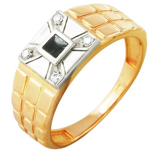 Печатка из золота  с фианитами Z1-6014 Печатка (Au 585)
