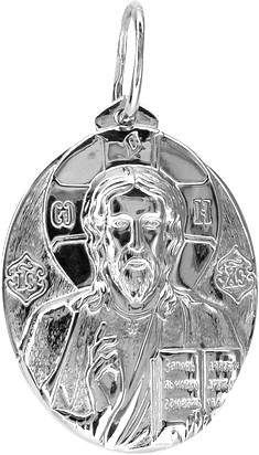 Подвеска икона из серебра Вседержитель Иисус 2512н Подвеска (Ag 925)