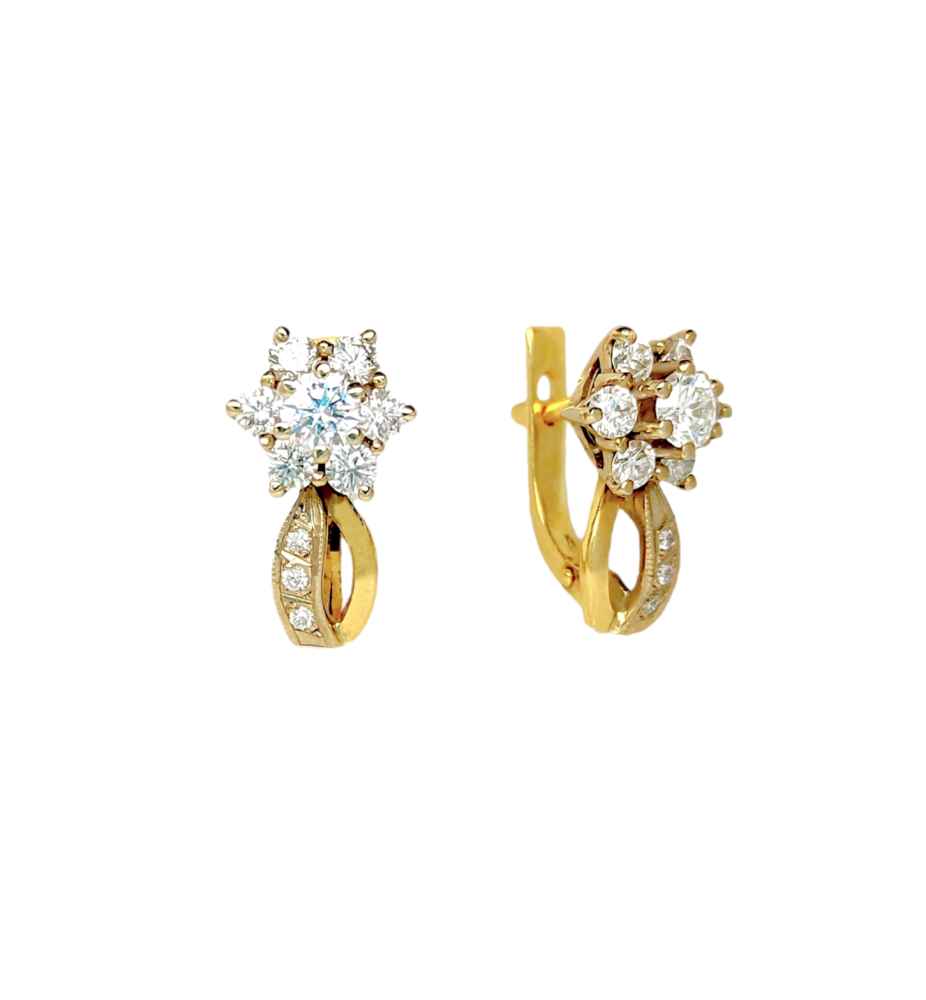 Серьги из желтого золота с бриллиантами 6208 Серьги (Au 585)