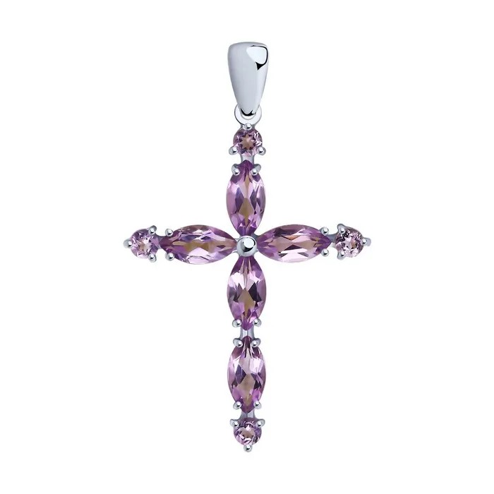Подвеска из серебра с аметистами 92030729 Подвеска (Ag 925)
