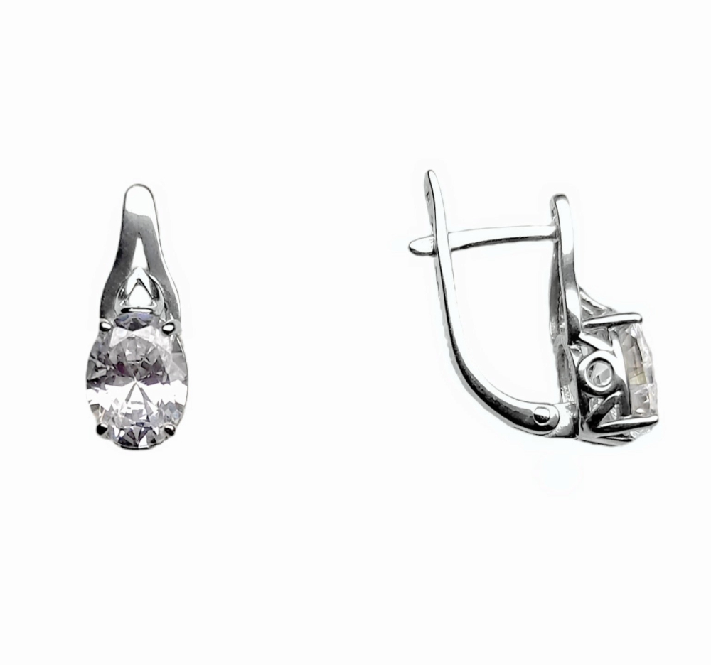 Серьги из серебра с горным хрусталем и фианитами  00258-231 Серьги (Ag 925)