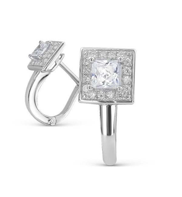 Серьги из серебра c фианитами 56386 Серьги (Ag 925)