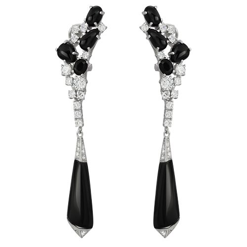 Серьги из серебра с ониксом и кубическим цирконием WE26922-BW Серьги (Ag 925)