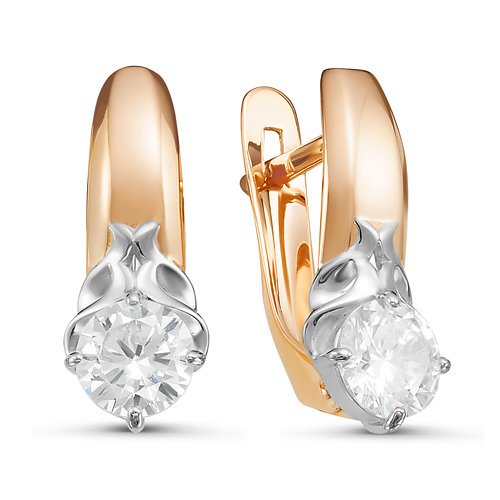 Серьги из золота с фианитами 126974 Серьги (Au 585)
