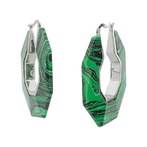 Серьги из серебра с малахитами ALE4101 Серьги (Ag 925)