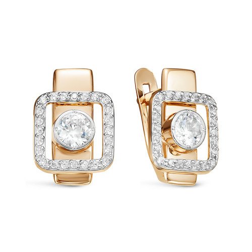 Серьги из золота с фианитами 128906 Серьги (Au 585)