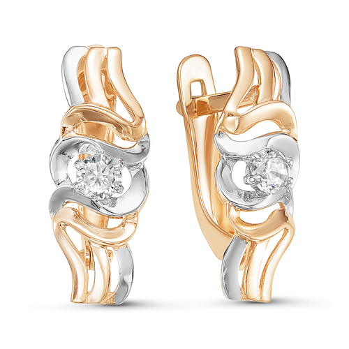 Серьги из золота с фианитами 125567 Серьги (Au 585)