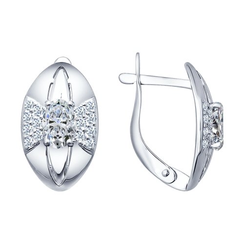 Серьги из серебра c фианитами 94021735 Серьги (Ag 925)