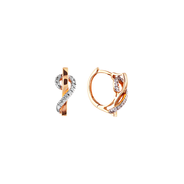 Серьги из желтого золота с бриллиантами 04200070288 Серьги (Au 585)